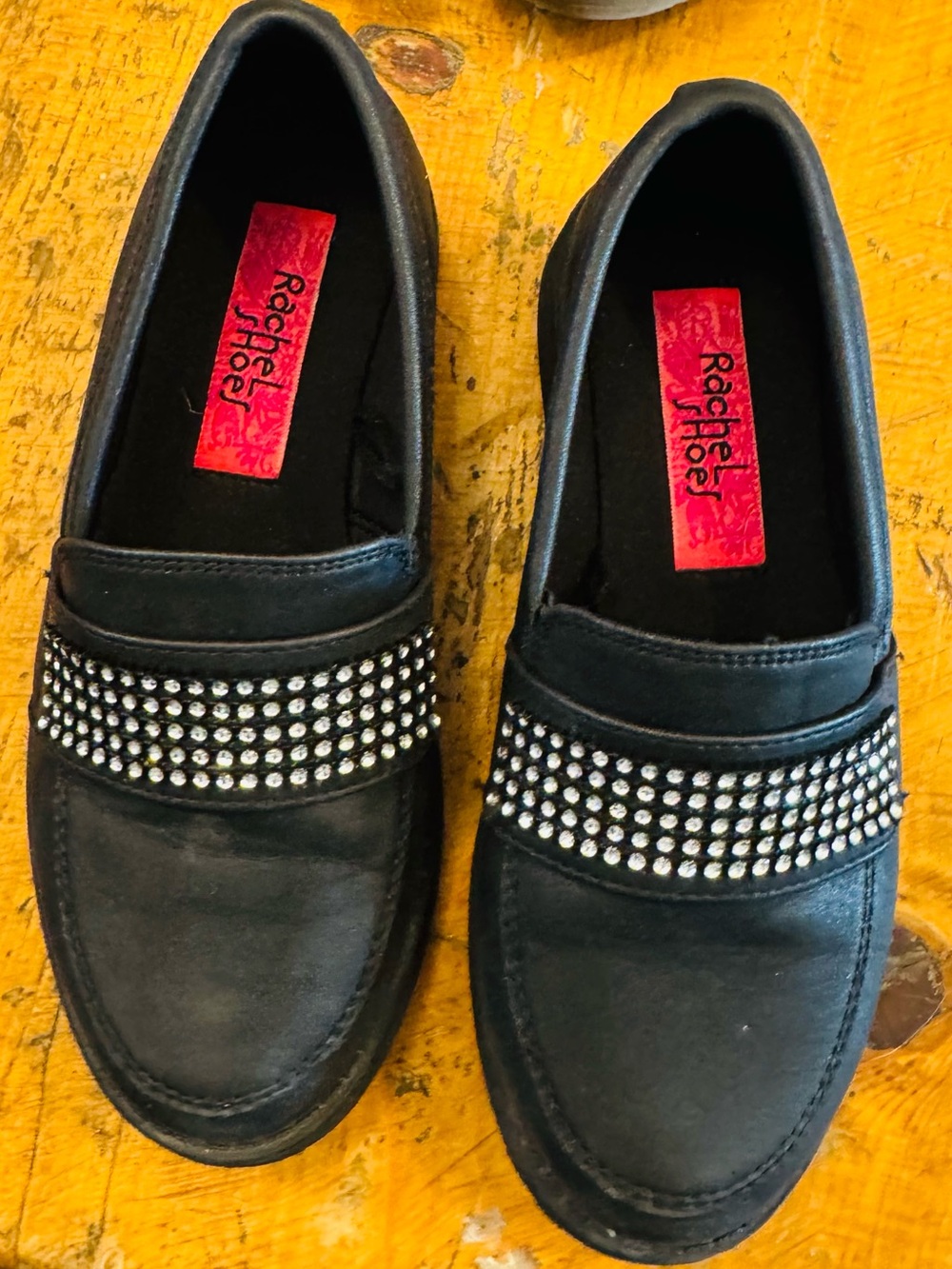 RACHEL Rachel Roy Black Kids Dress Loafers with Silver Studs